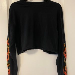 Thrifted Cropped Flames Long-sleeve